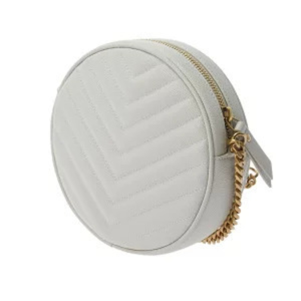 Saint Laurent Embossed Leather Bag Vinyl Shoulder White
